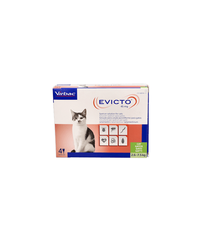 EVICTO 45 MG GATOS 2.6-7.5 KG 4PI VIRBAC – foto del producto cada evicto gatos EVICTO 45 MG GATOS 2.6-7.5 KG 4PI VIRBAC – foto del producto cada evicto gatos