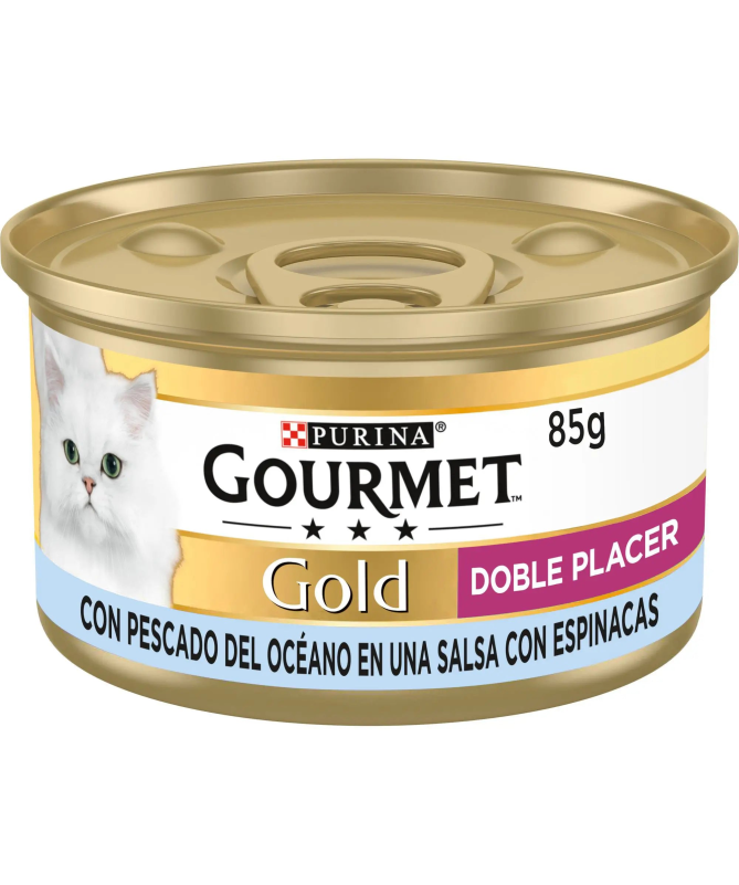 GOURMET GOLD DOBLE PLACER PESCADO ESPINAC 24X85GR – foto del producto sulfato bruta pescado