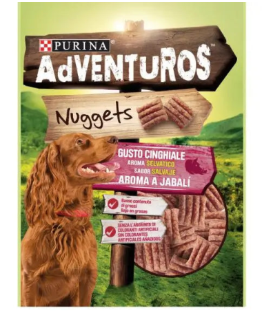 ADVENTUROS CANINE NUGGETS JABALI SALVAJE 6X90GR – foto del producto carnes subproductos animales