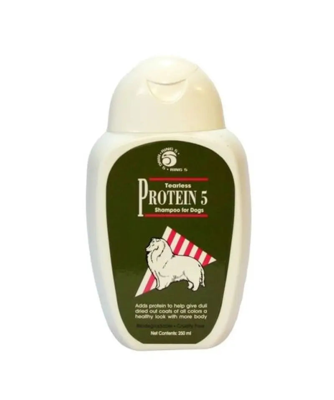 CHAMPU PROTEINA 5 PERROS 250ML – foto del producto champu proteina perros CHAMPU PROTEINA 5 PERROS 250ML – foto del producto champu proteina perros