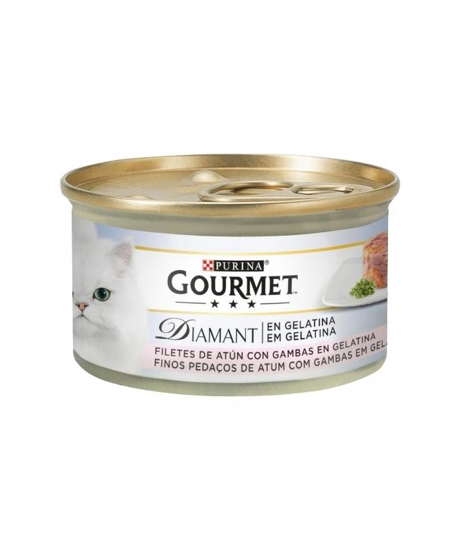 GOURMET DIAMANT LAMINAS ATUN GAMBAS GELAT 24X85GR – foto del producto gambas bruta gourmet