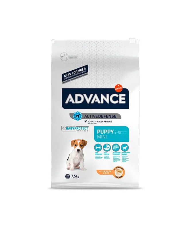 ADVANCE CANINE PUPPY MINI POLLO ARROZ 800GR – foto del producto vitamina sulfato proteínas