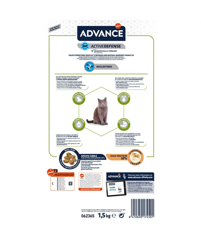 ADVANCE FELINE YOUNG STERILIZED 1 5KG – foto del producto proteínas vitamina sulfato