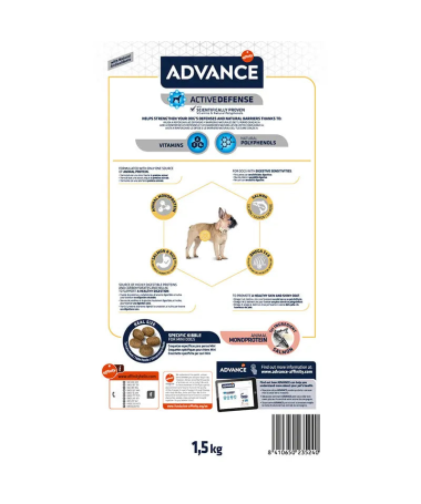 ADVANCE CANINE ADULT SENSIT MINI SALMON 1 5KG – foto del producto vitamina sulfato maíz