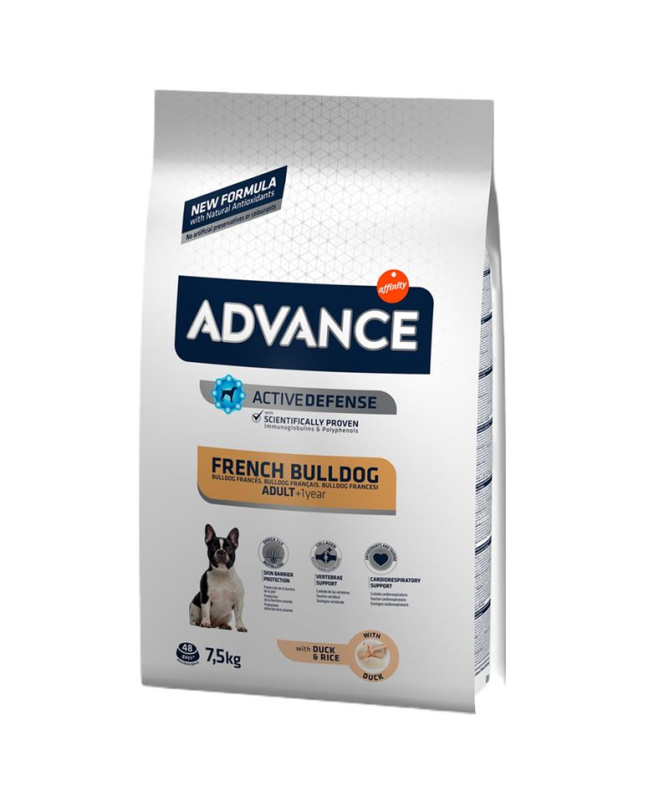 ADVANCE CANINE ADULT BULLDOG FRANCES 7 5KG – foto del producto vitamina sulfato proteína