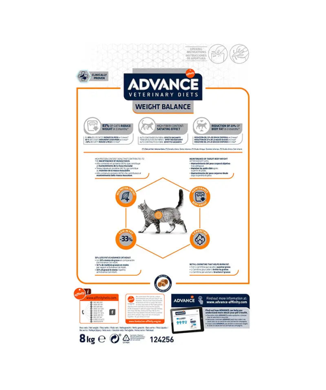 ADVANCE VET FELINE ADULT WEIGHT BALANCE 8KG – foto del producto proteína sulfato proteínas