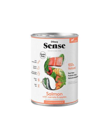 DIBAQ SENSE SALMON PERRO ADULTO LATA 380GR SG – foto del producto frescos salmón sulfato