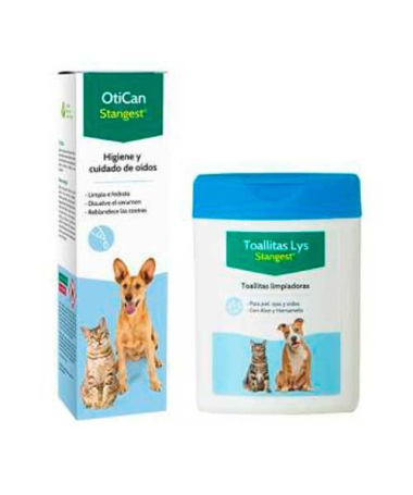 OTICAN TOALLITAS LIMPIADOR OIDOS PERROS GATOS 40UD – foto del producto toallitas agua otican