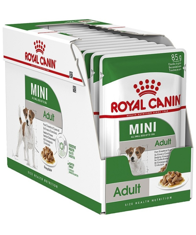 ROYAL CANINE ADULT MINI POUCH CAJA 12X85GR – foto del producto derivados grasas minerales ROYAL CANINE ADULT MINI POUCH CAJA 12X85GR – foto del producto derivados grasas minerales
