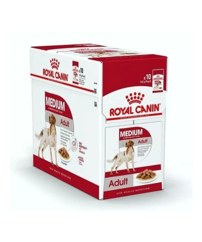 ROYAL CANINE ADULT MEDIUM POUCH CAJA 10X140GR – foto del producto derivados grasas proteínas ROYAL CANINE ADULT MEDIUM POUCH CAJA 10X140GR – foto del producto derivados grasas proteínas